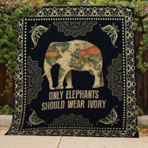 Save Elephants Quilt Blanket  Quilt